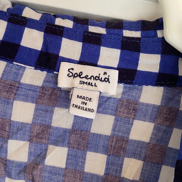 Splendid Blue Check Button Up - Picture 2 of 4